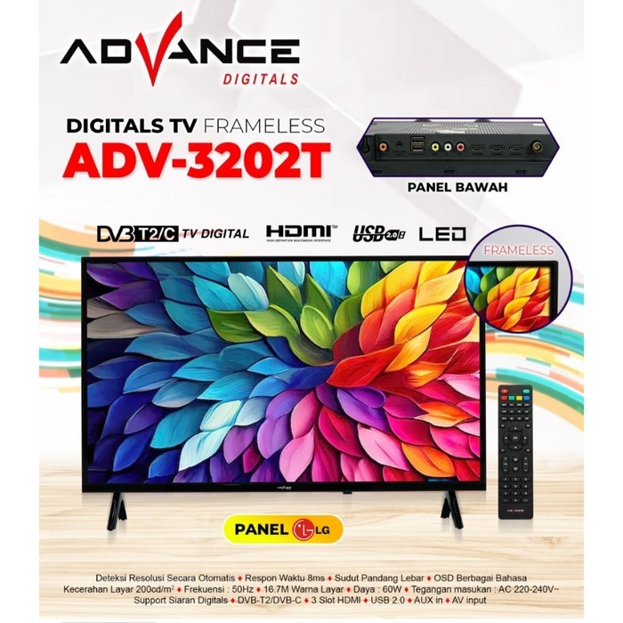 ADVANCE LED TV ADV-3202T / ADV3202T Digital TV 32 Inch Panel LG