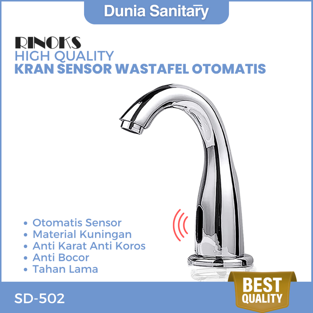 RINOKS Kran Sensor Wastafel Tap DC MATERIAL KUNINGAN ANTI KARAT ANTI KOROS SD-502