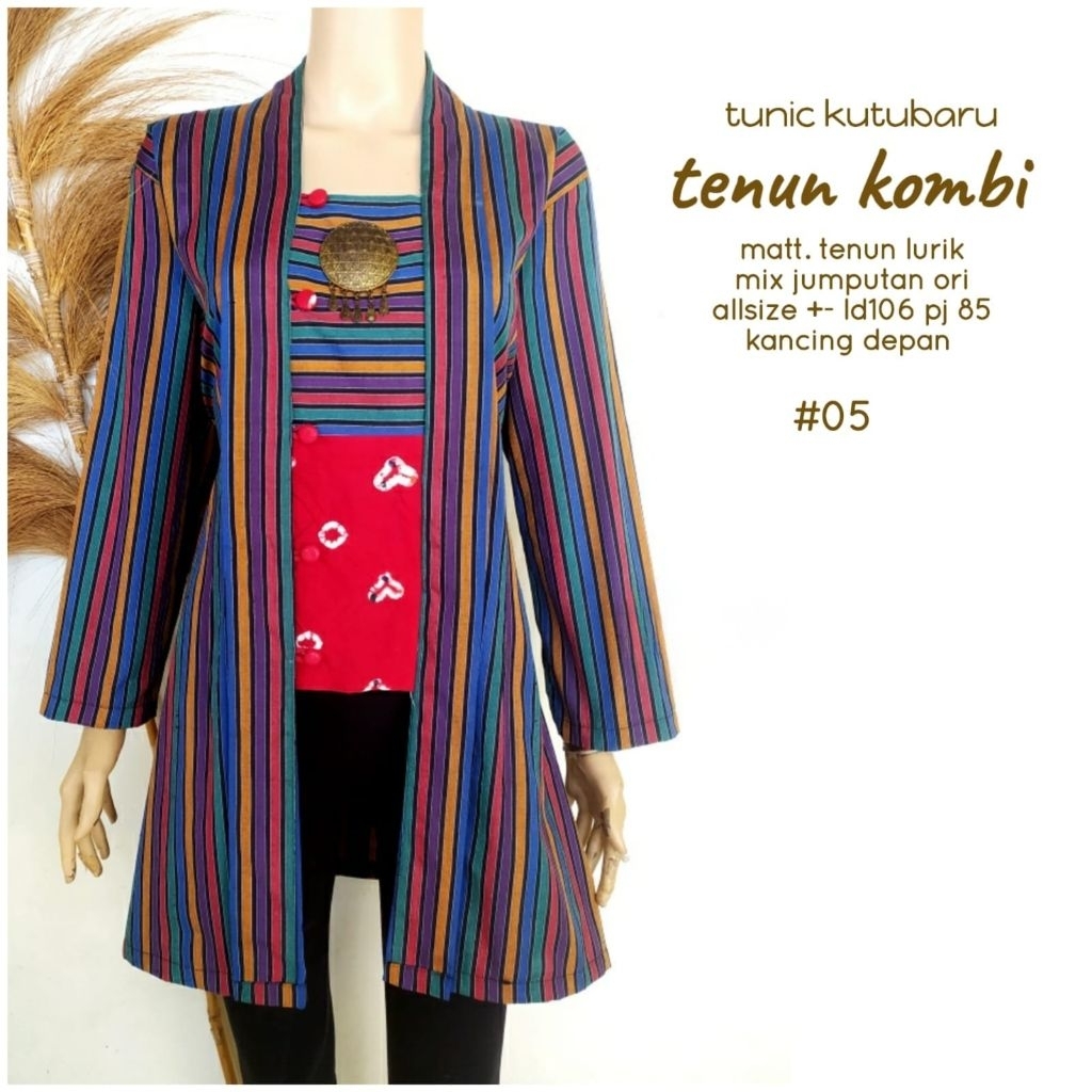 Tunik Kutubaru Lurik, Tunic Kutubaru Tenun Kombi