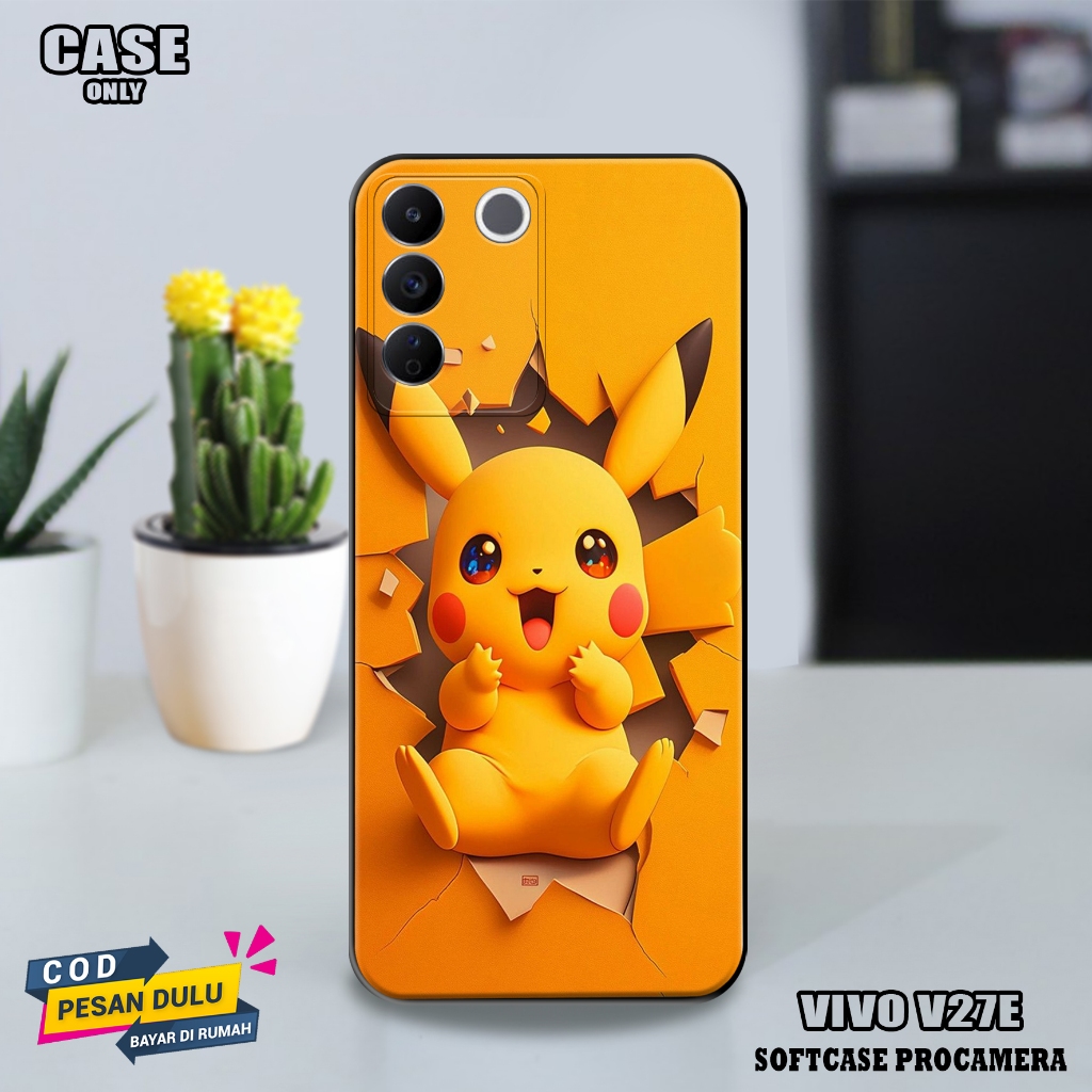 Case VIVO V27E ( Pikachu ) VIVO V27E Hp - Casing Hp  - Case Hp - Case Terbaru - Case Terlaris - Soft