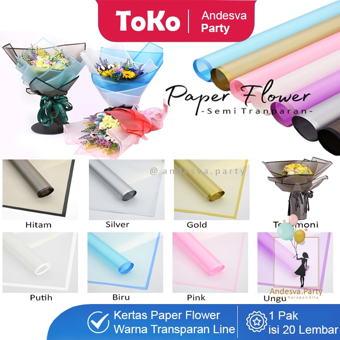 [isi 20] Kertas Buket Tranparant List / Kertas Paper Wrapping Flower list tranparan / paper flower