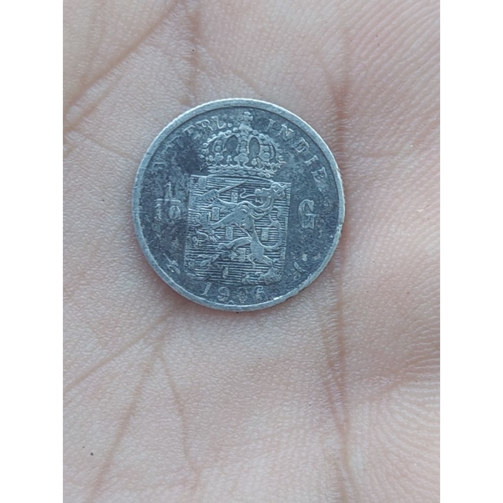 koin perak 1/10 gulden 1906 fine to vf