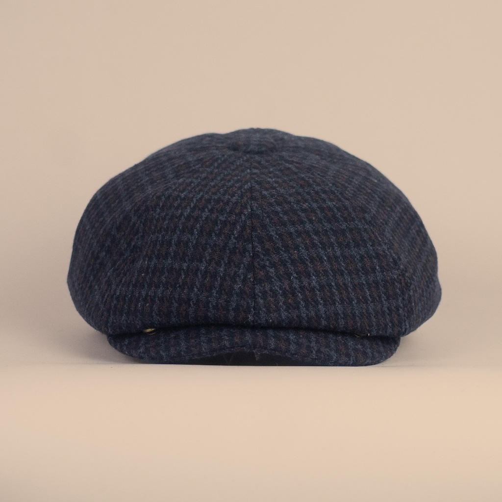 DIVINCES Newsboy Cap Gatsby Black Grey Wool - Topi Vintage Copet Peaky Blinders / Tom Shelby Unisex