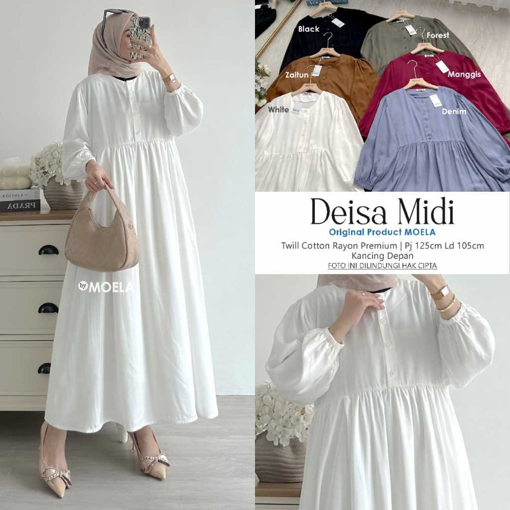 Deisa Midi Original Product Moela Deisa Moela Twill Cotton Rayon Premium Dress Midi Deisa Moela