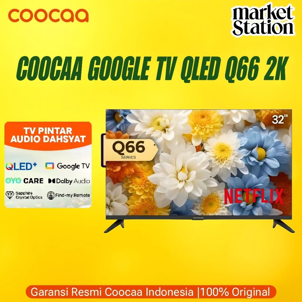 Smart Google TV Coocaa 32Q66 32 Inch QLED New Garansi Resmi Android Digital DVBT2 (MEDAN/LUAR KOTA)
