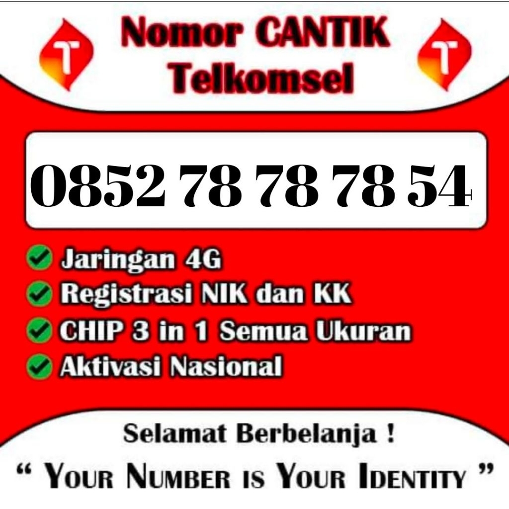NOMOR CANTIK TELKOMSEL 0852 78 78 78 54 KARTU PERDANA TELKOMSEL PRABAYAR
