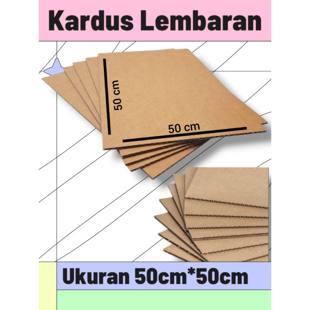 Kardus Lembaran uk 50 x 50 Single Wall