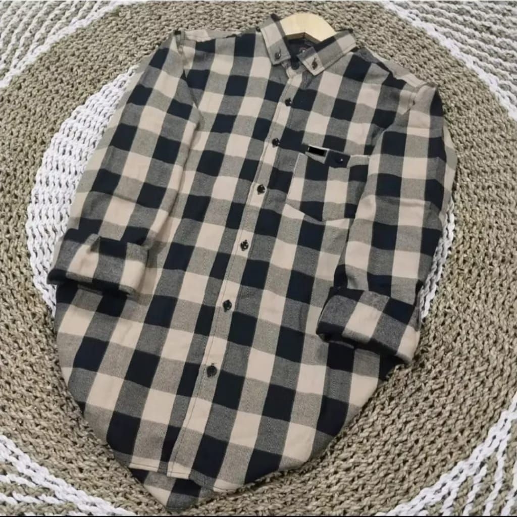 Kemeja Flanel Kotak Atasan Outer Lengan panjang