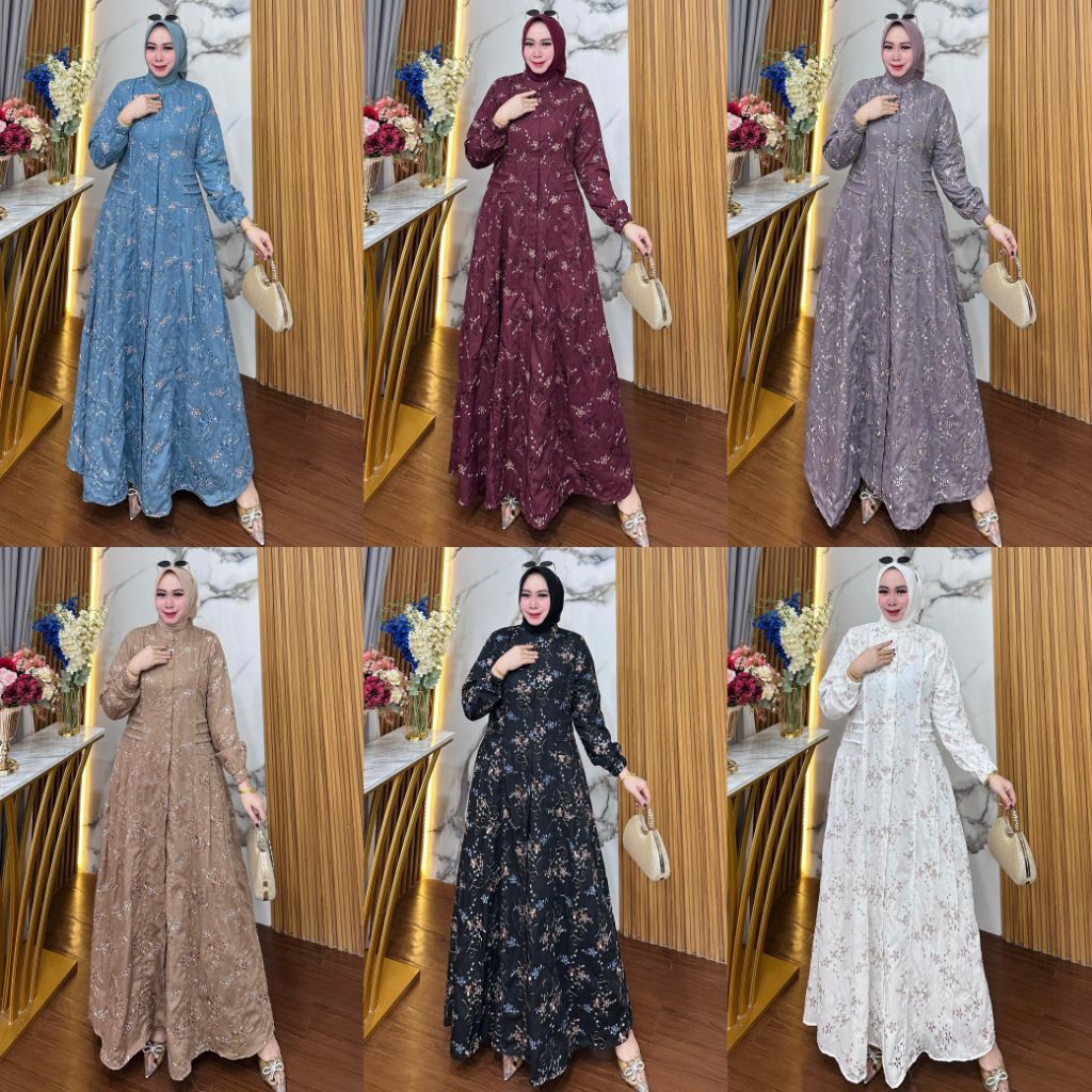 gamis katun bordir dress pesta