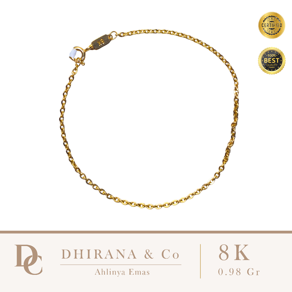 Gelang Tangan Model Rantai Emas Asli 8K Simple 0.98 Gram