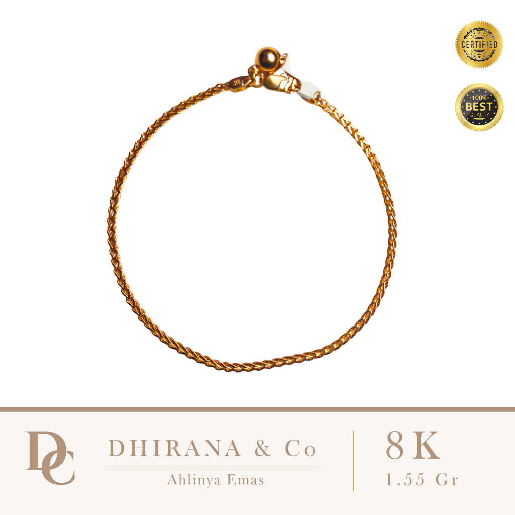 Gelang Emas Model Rantai Simple Asli 8K 1.55 Gram