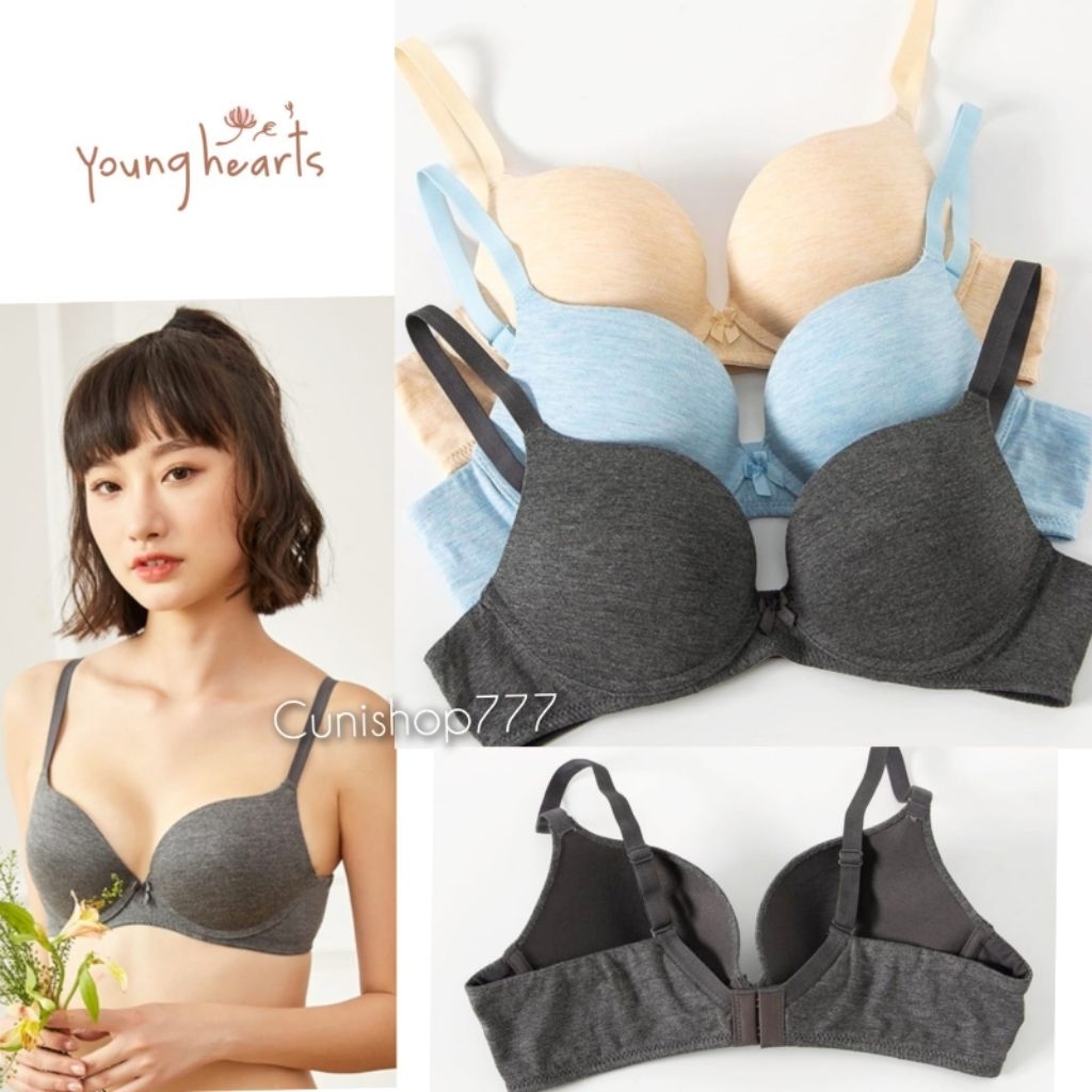 BRA YOUNG HEARTS PAKAI KAWAT BUSA PUSHUP PUSH UP HEART BH BERKAWAT WANITA POLOS SALUR Y23-20219C