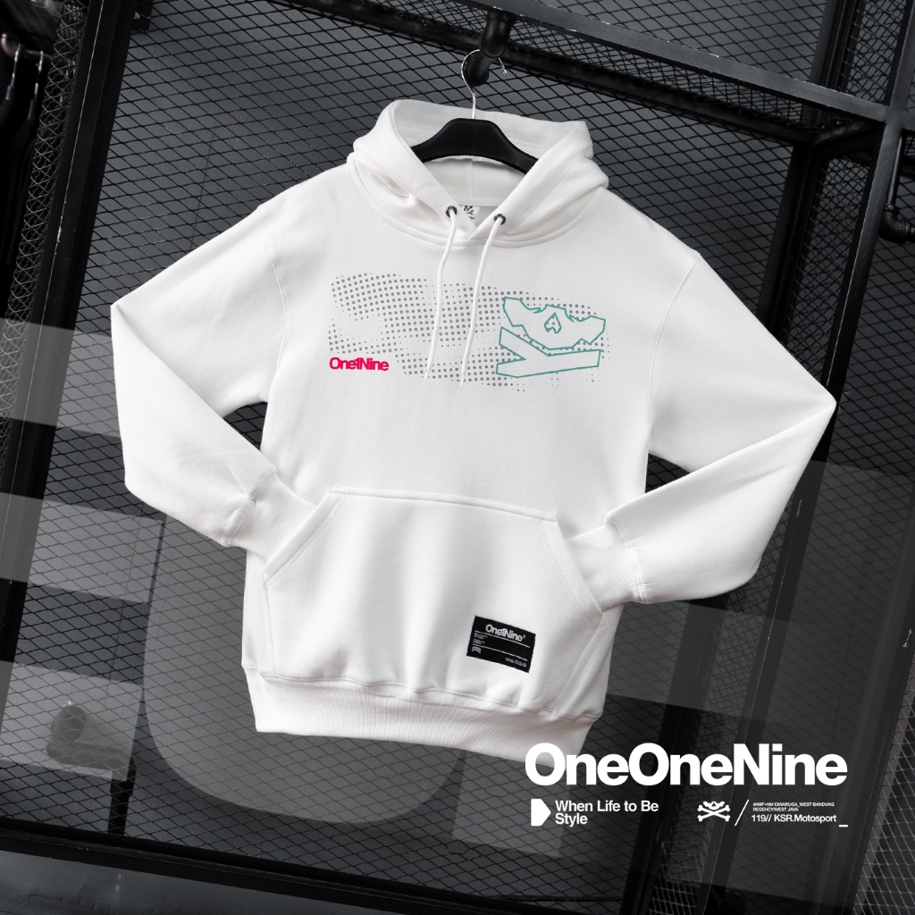 Oneonenine Ksr Hoodie Echo White  Series - Sweater Motor Unisex Fleece Sablon