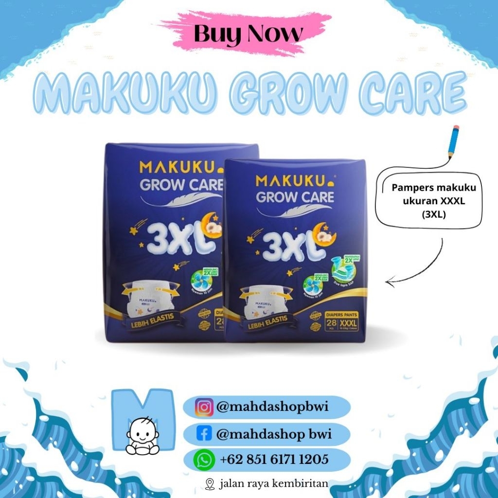 Makuku / Makuku Grow Care Pampers bayi / Makuku Pampers bayi / Makuku Grow Care ukuran XXXL28 / Maku