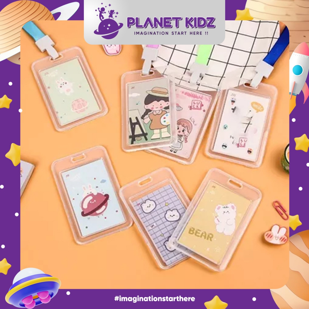 PLANETKIDZ FK477 LANYARD ID CARD GANTUNGAN KARTU POLOS DENGAN TALI LANYARD NAME TAG TRANSPARAN TEMPA