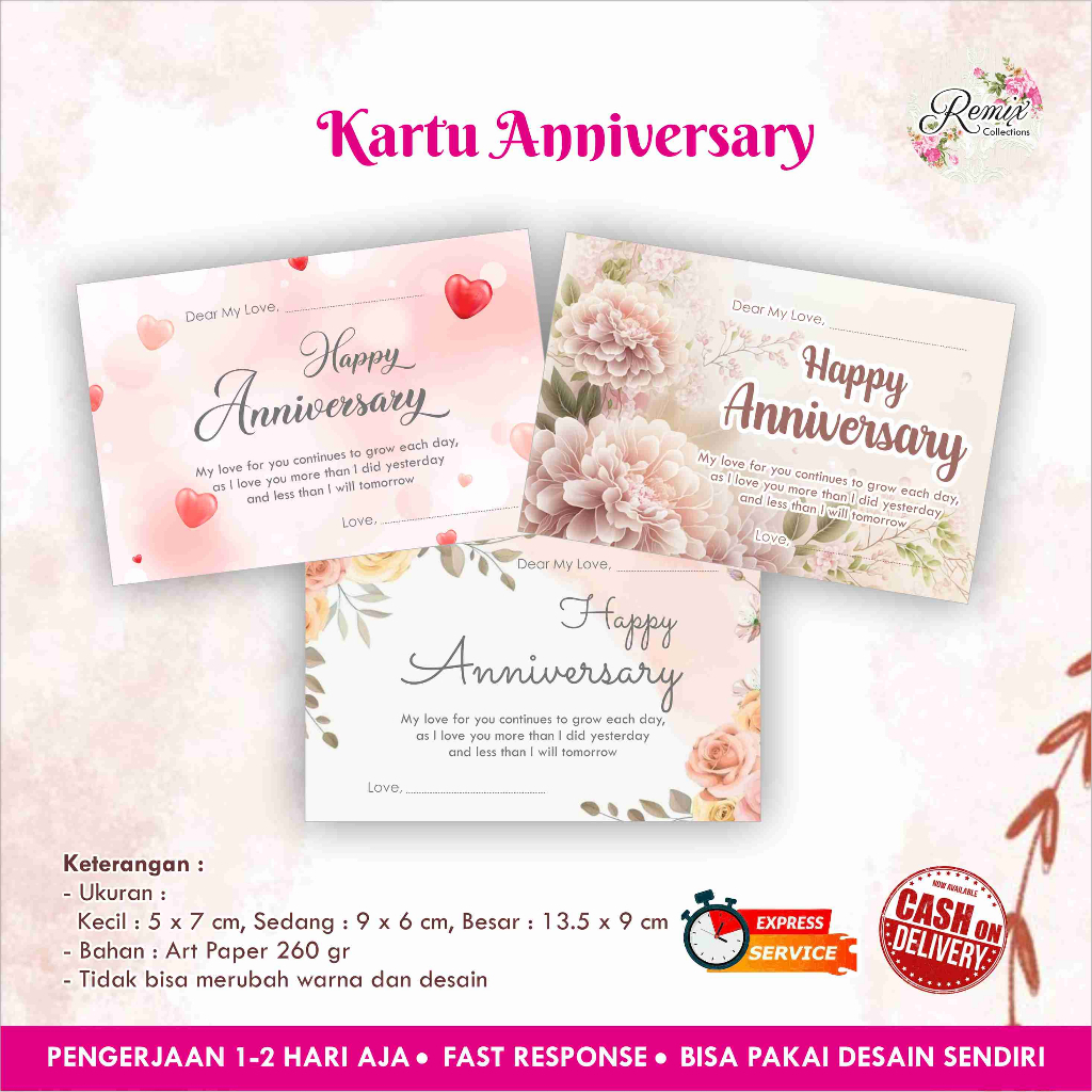 Kartu Wedding Anniversary / Pernikahan / Wedding card / Kartu ucapan Nikah