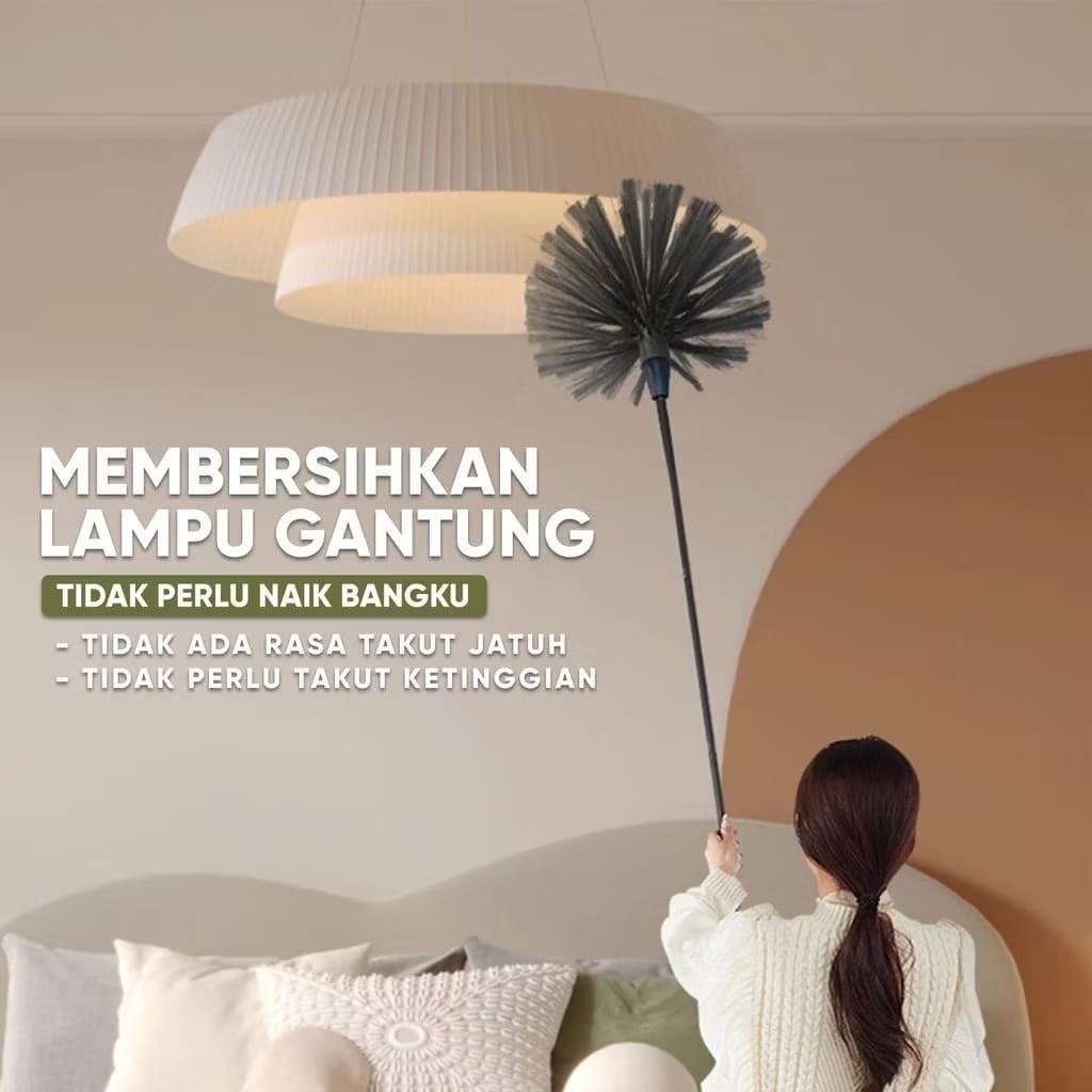 Sapu atap plafon gagang panjang pembersih debu serangga langit langit sikat atap