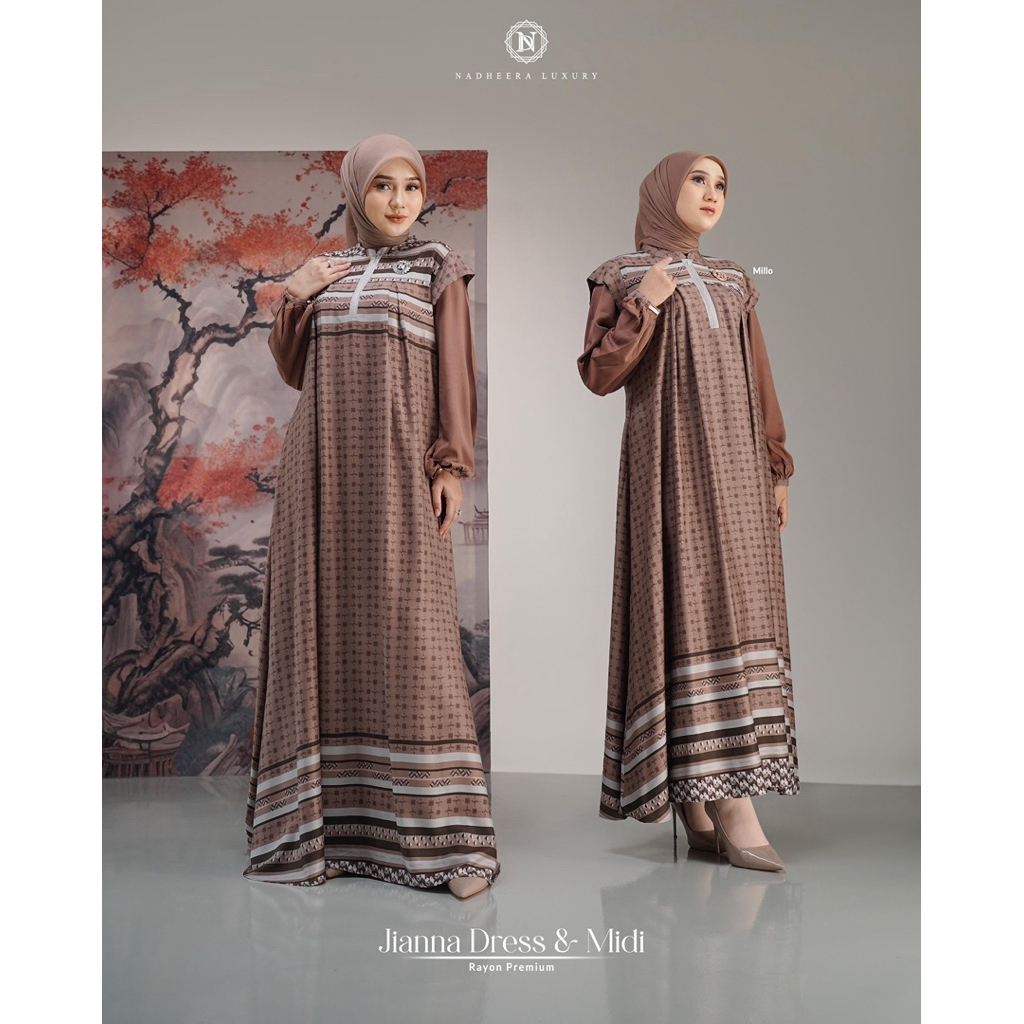 [ BISA COD ] JIANNA DRESS DAN MIDI BY NADHEERA LUXURY GAMIS NADHEERA LUXURY BISA COD