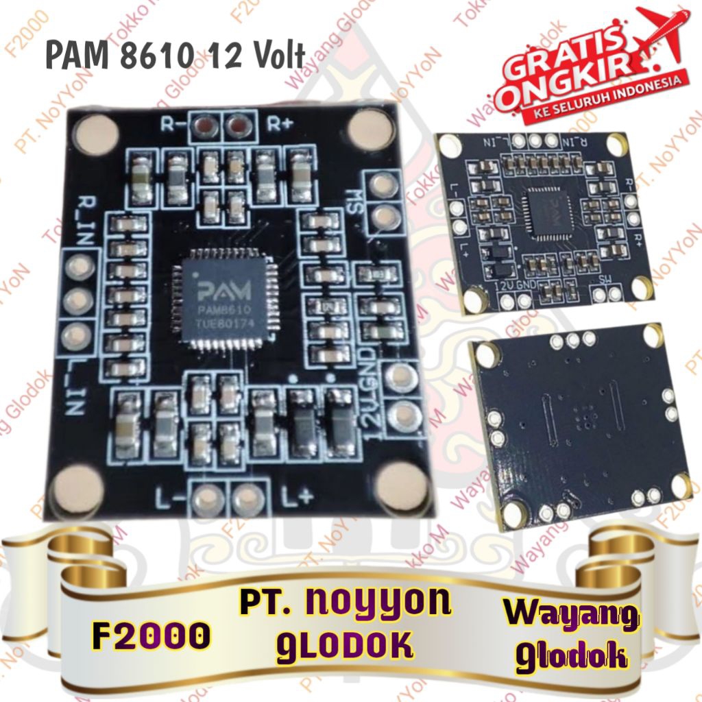 Kit Power Amplifier PAM 8610 Mini 12 volt Clas D 2x15 watt