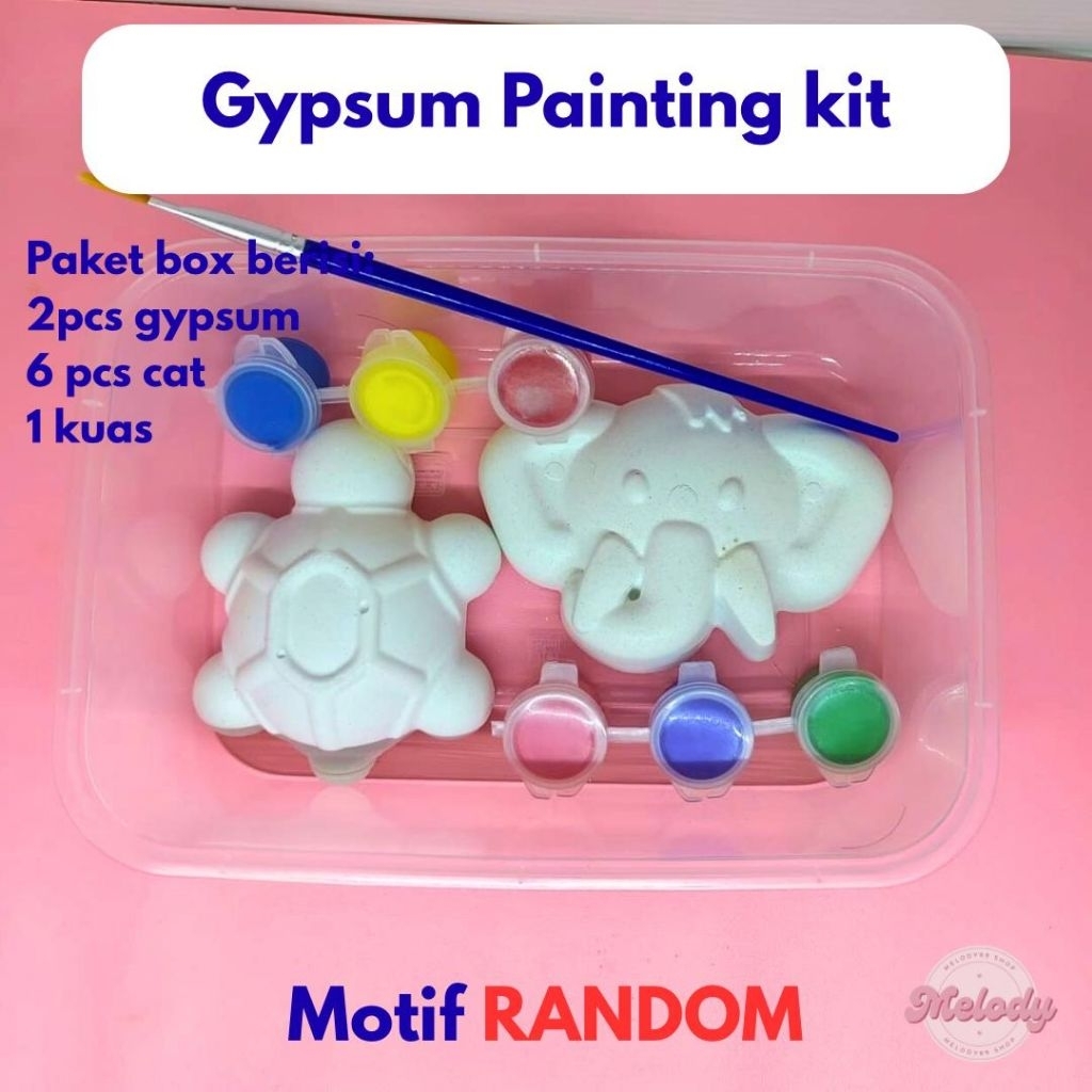 Paket Box Patung Gypsum Painting Mewarnai Souvenir Mainan Anak Kendaraan Mobil Hewan Cupcake