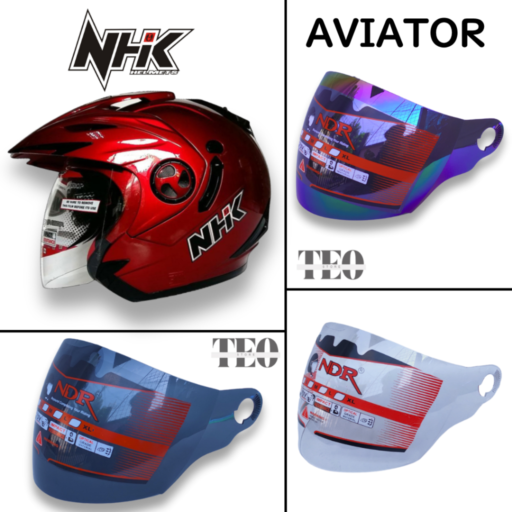 kaca Visor helm helmet NHK AVIATOR NDR ClearView – Kaca Helm NDR Anti-Silau dan Jernih Vog