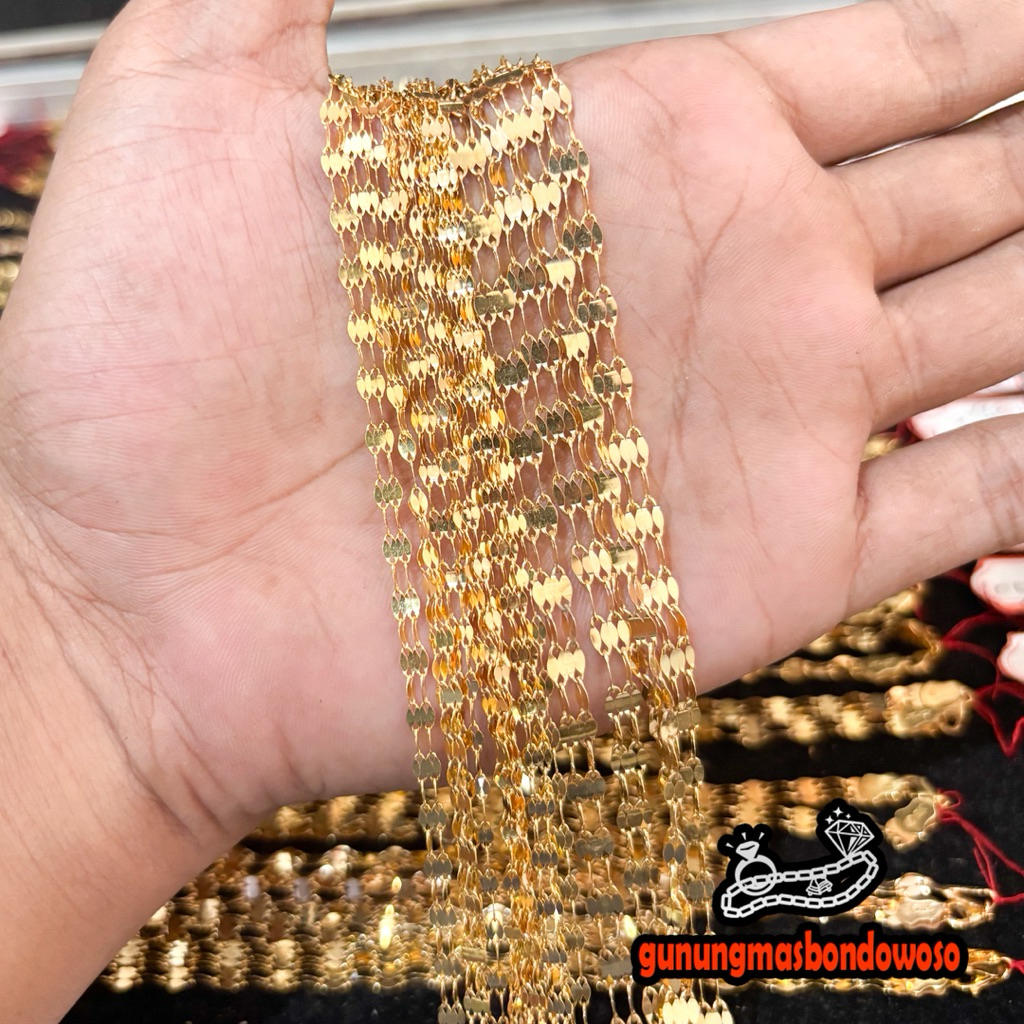 Kalung pecah kopi Double dewasa emas asli kadar 420% 9k