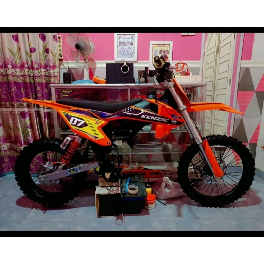 frame bebek modif KTM 85 new 2020.rangka,bok filter,bok aki,fostep,pedal rem,karet filter Kx 85 tanp