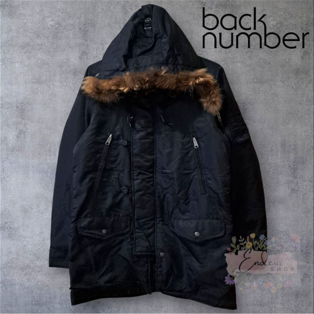 JAKET PARKA WATERPROOF BACK NUMBER SIZE M WARNA HITAM
