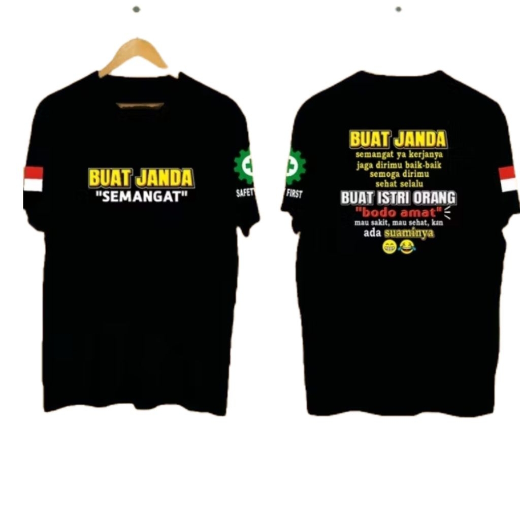 KAOS KATA PENYEMANGAT LUCU BUAT JANDA SEMANGAT "BODO AMAT"-DTF DEPAN BELAKANG/KAOS DISTRO/BAJU LENGA