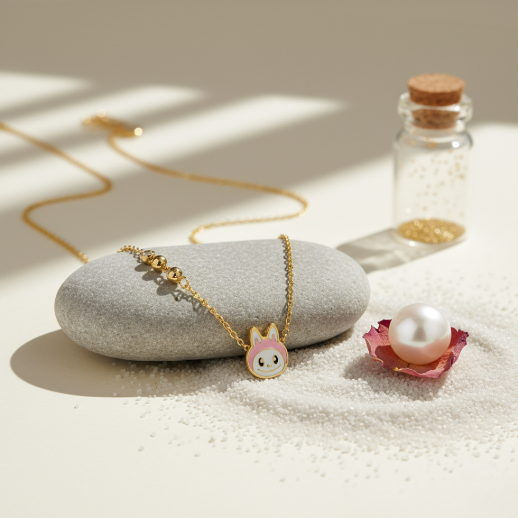 K318 kalung karakter boneka Cocok Untuk Koleksi Anak Titanium Lapis Emas 18 KGP