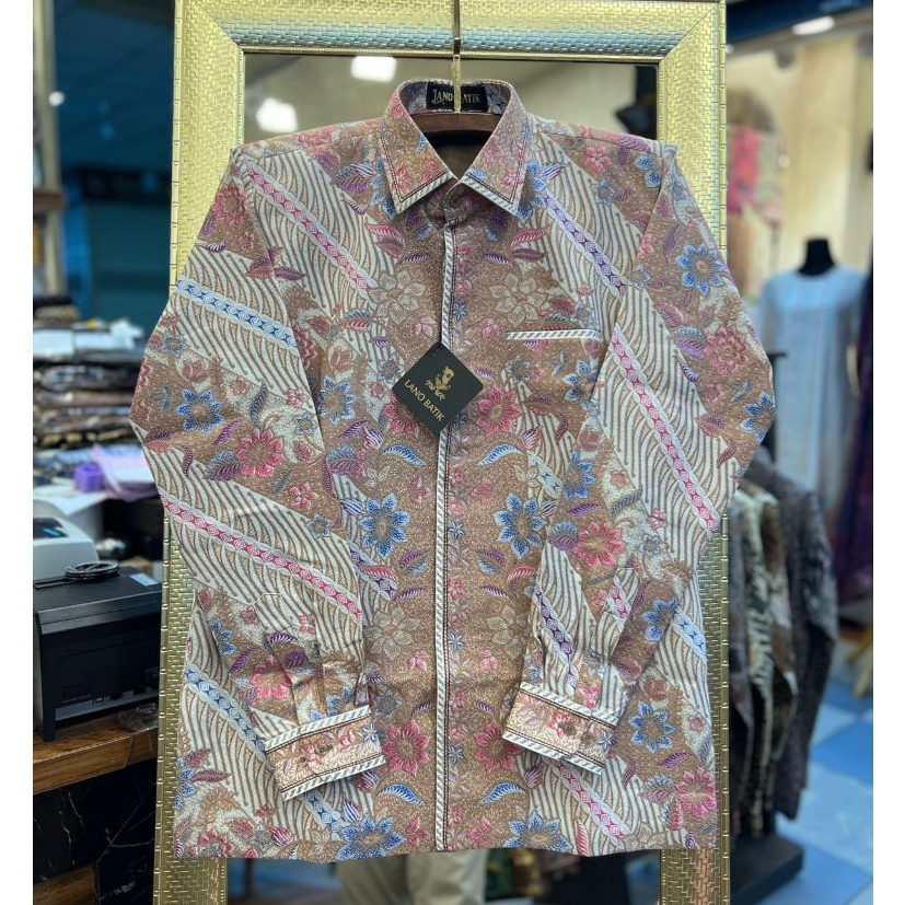 Lano Batik Semi Jas - Kemeja Batik Smock Semi Jas - Parang - Encim - Batik Dobby - Baju Batik Pria -