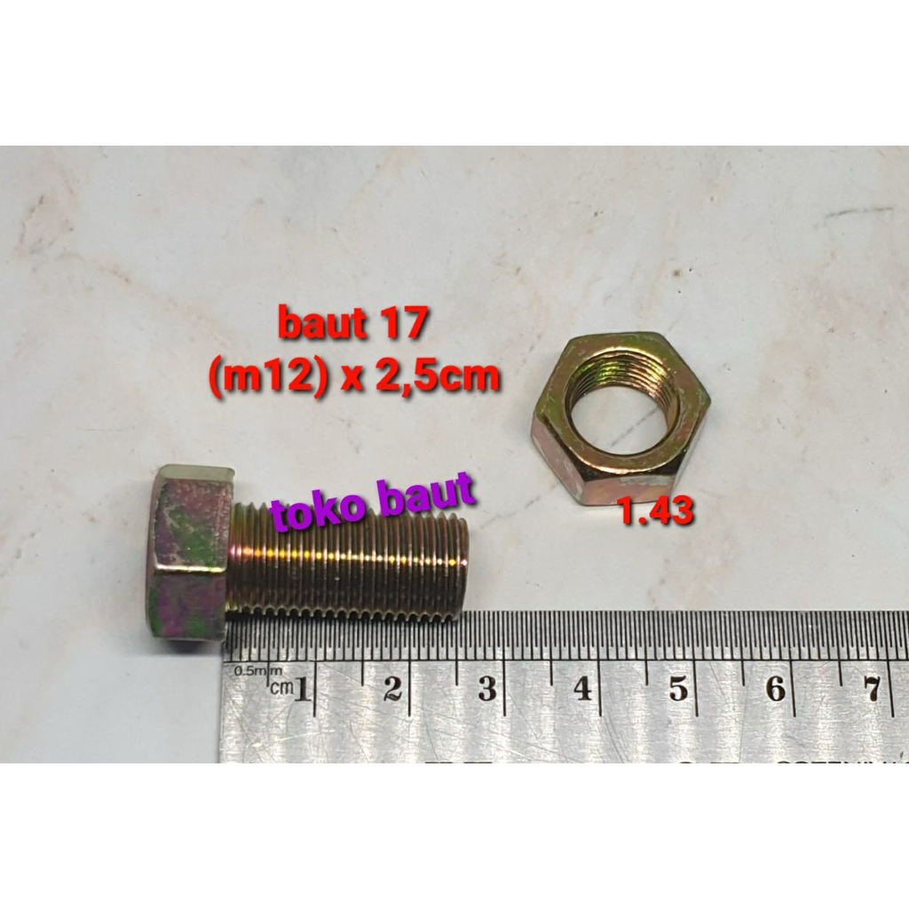 (paket 50 set) baut 17 (12mm) x 2,5cm + mur