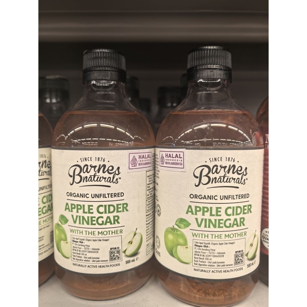 BARNERS APPLE CIDER VINEGAR ORGANIC 500GR. CUKA APEL HIJAU ORGANIK. CUKA GREEN APEL. ORGANIK APEL CU
