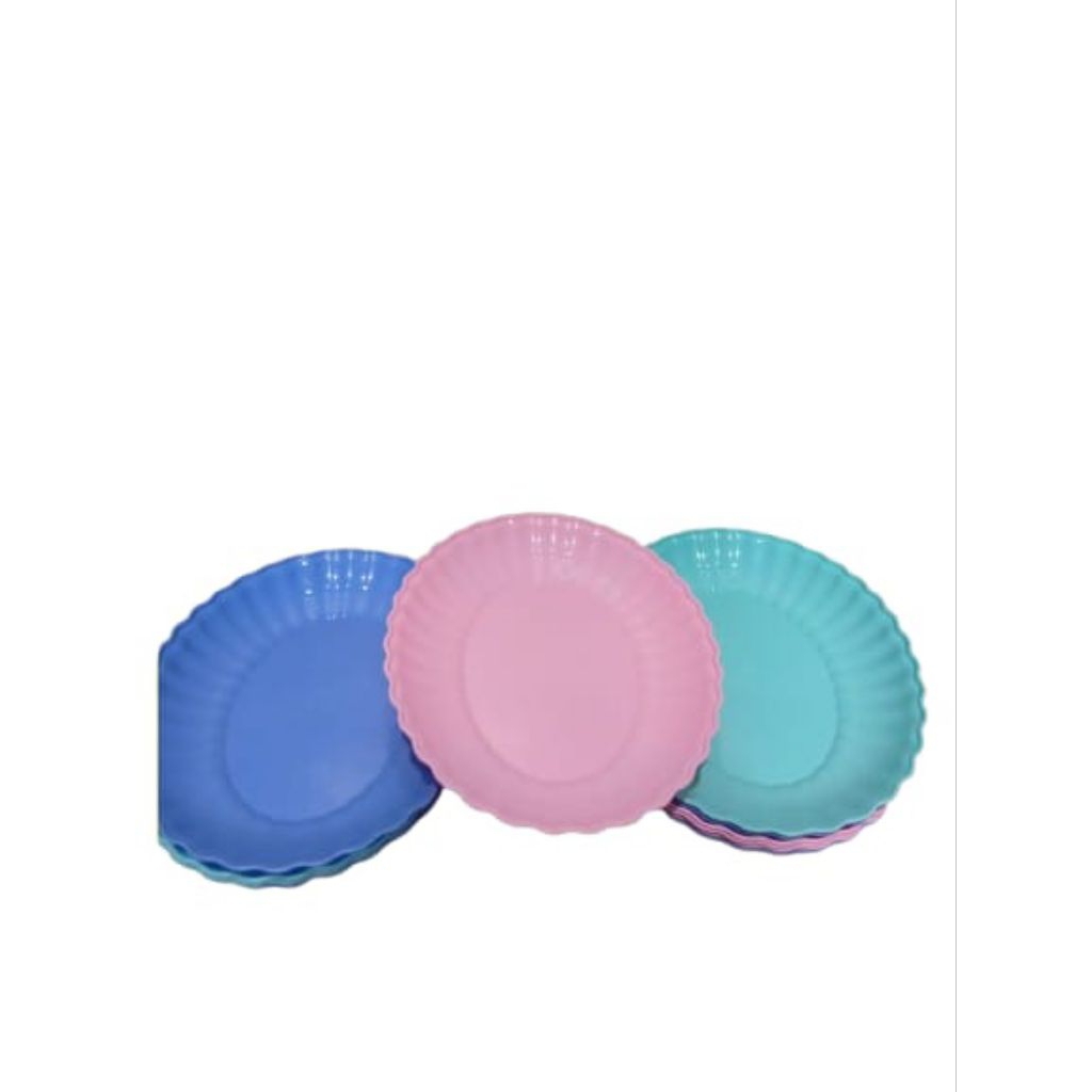 (12pcs) Piring Oval Motif Kerang/Piring Buah/Piring Plastik Lusinan