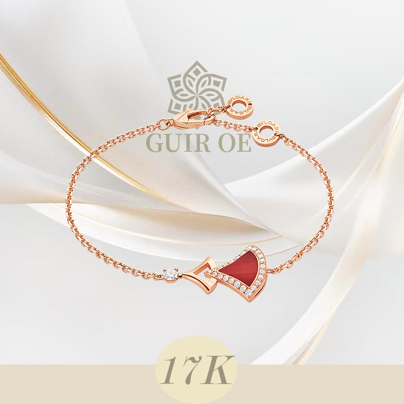 Gelang batu permata merah emas 17 karat, gelang berlian wanita, hadiah Idul Fitri, hadiah ulang tahu