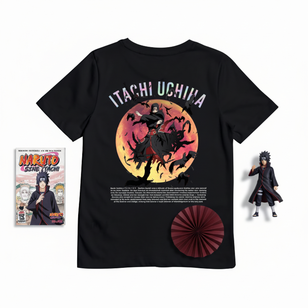 KARIMAKE Kaos Baju T Shirt Distro Anak Unisex Gambar Anime NARUTO ITACHI UCHIHA AKATSUKI