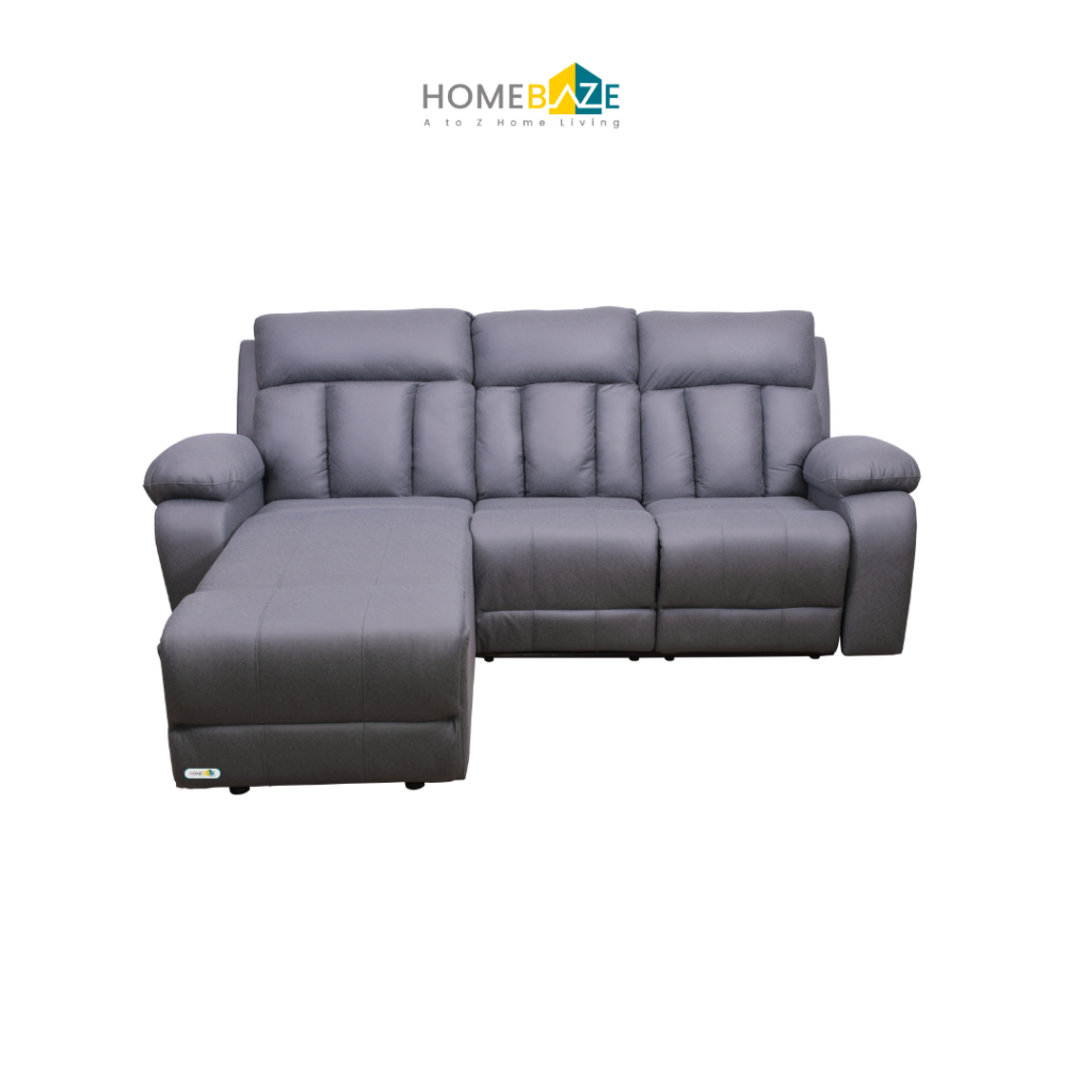 Homebaze - Sofa 3 Seater L Recliner, Sofa Santai, Sofa L, Sofa Recliner, Empuk, Murah dan Kokoh