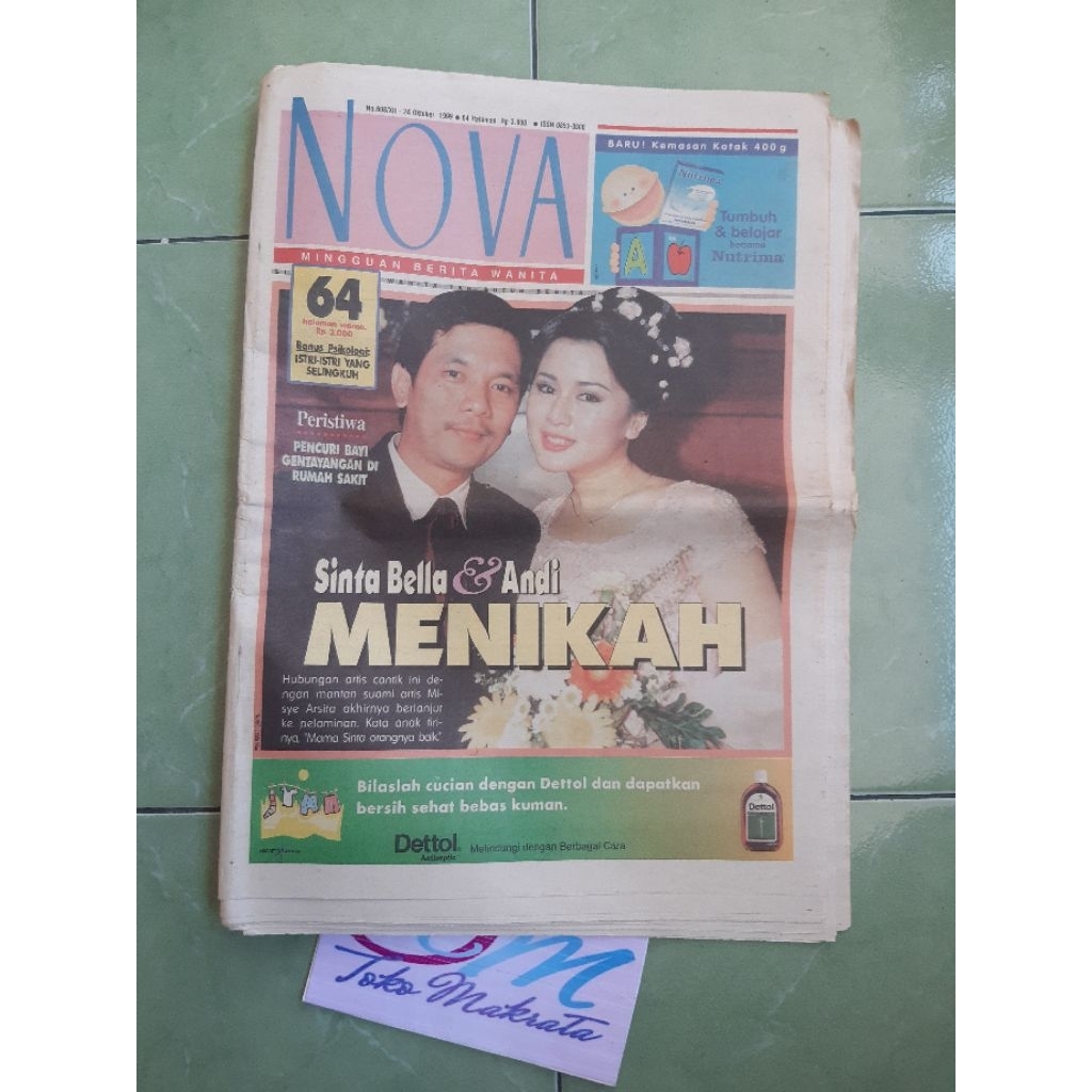 koran tabloid wanita NOVA cover Sinta Bella dan Andi jadul lawas lama