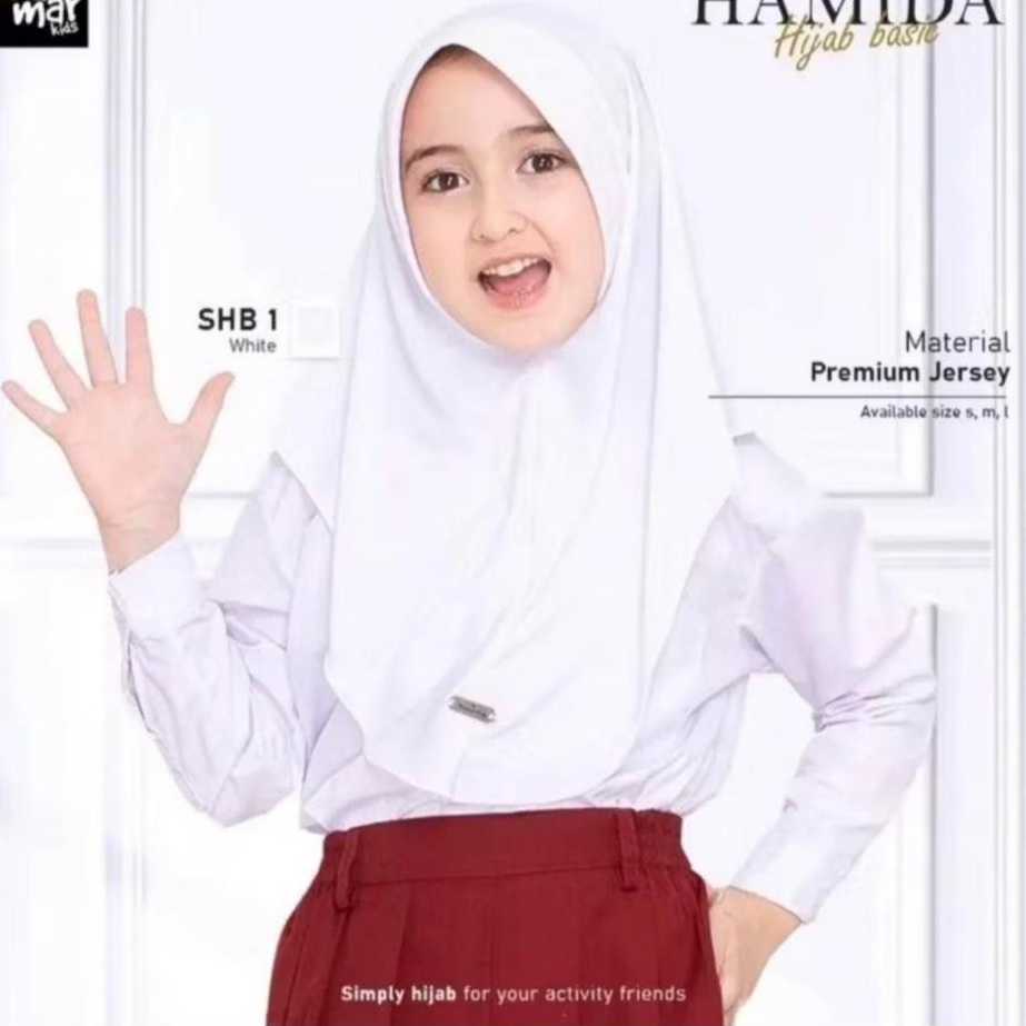 Hijab anak sekolah PUTIH PREMIUM / jilbab bergo hamidah anak PUTIH / jilbab anak sekolah PUTIH