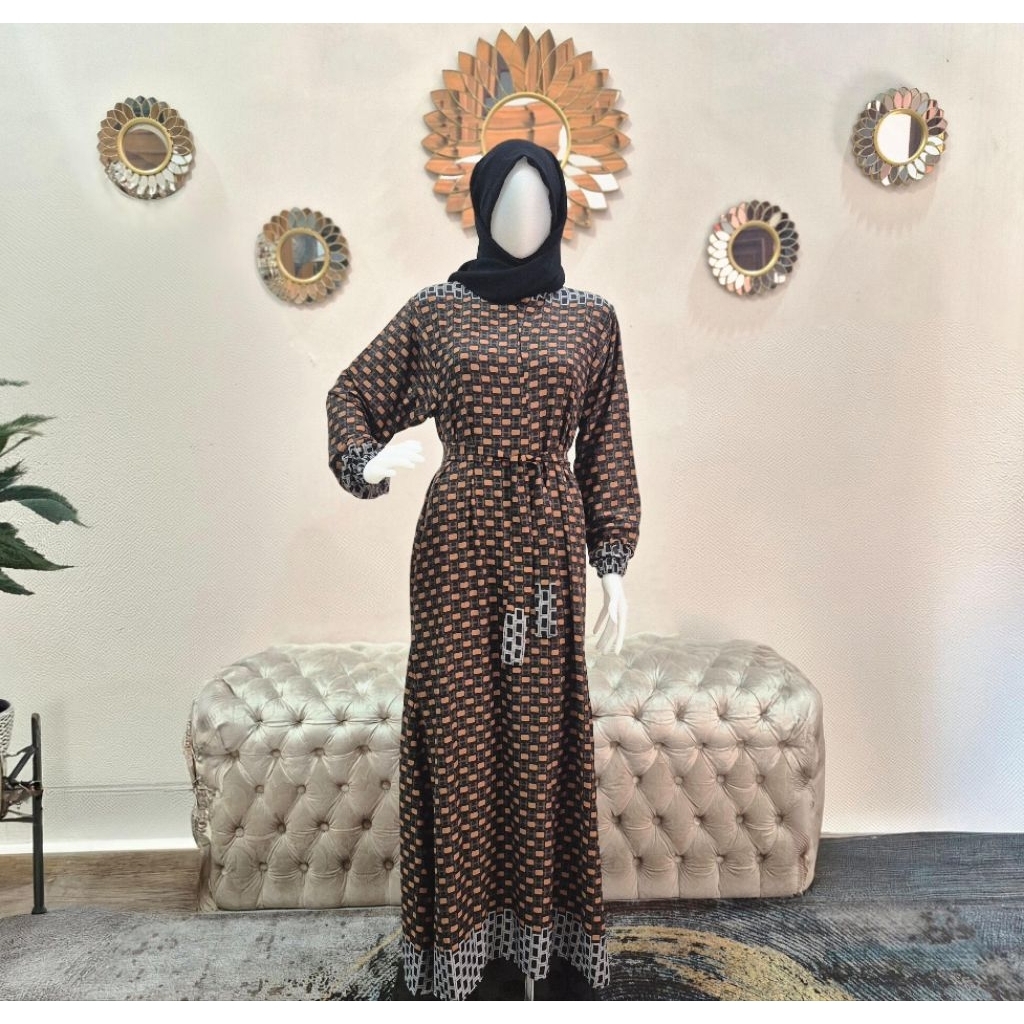 Hadeej Home Dress Kotak² Kecil Busui Rayon | Gamis / Daster Wanita Kekinian