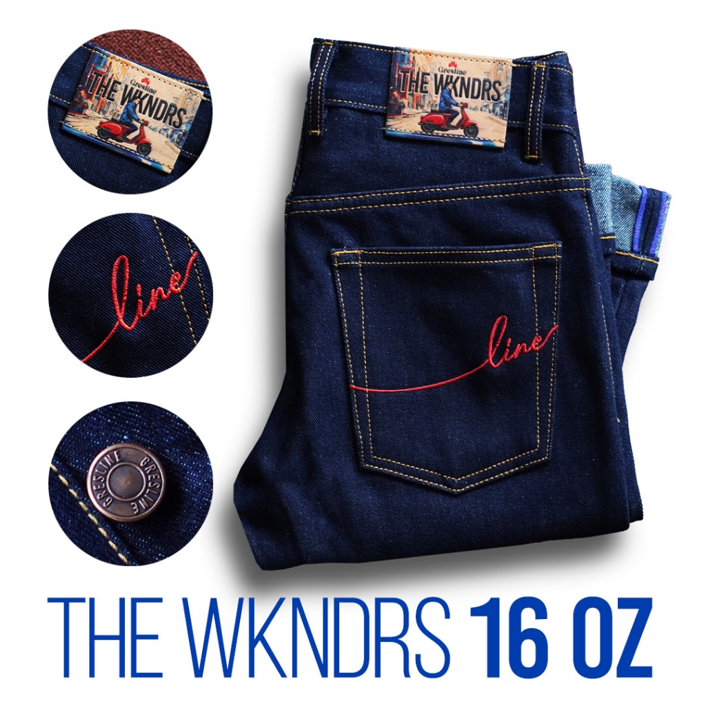 GRESLINE THE WKNDRS 16 OZ BLUE INDIGO SLIM STRAIGHT JEANS