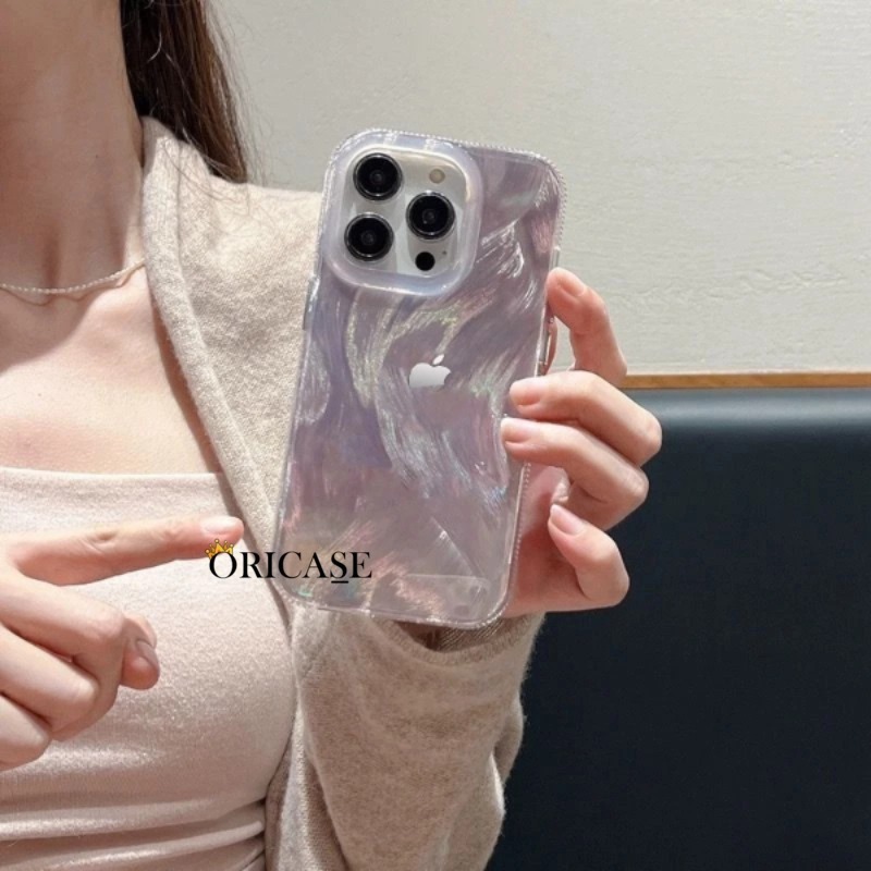 CLARITY Swirl Hologram Case - Hardcase/ Casing HP With Stiker Logo Compatible For iphone 7 8 7PLUS 8