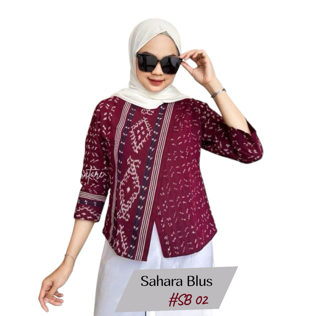 Sahara Blus Tenun Blanket Etnik Atasan Wanita