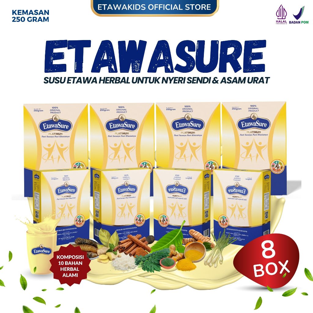 Etawasure Platinum Susu Etawa Herbal Rasa Jahe Efektif Untuk osteoporosis & Asam Urat 8 Box