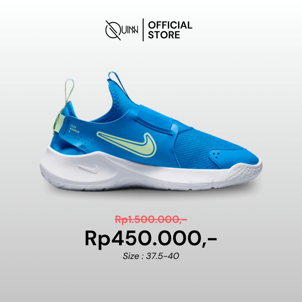 Nike Flex Runner 3 Older Kids Slip On Running Shoes Blue / Sepatu Sneakers Olahraga Anak Remaja Unis