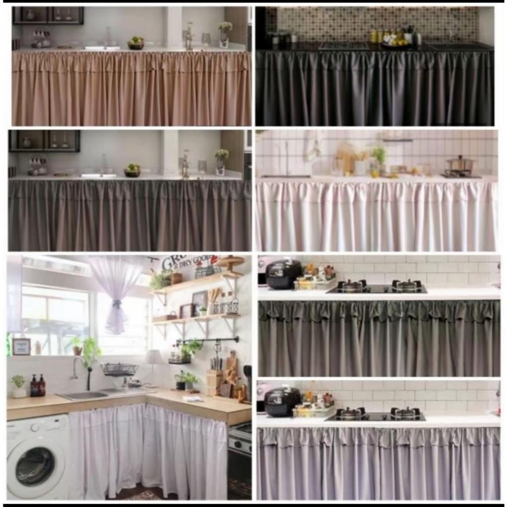 Gorden Kolong Dapur Minimalis Korean Polos || Gorden Dapur Modern Aesthetic Korean Premium
