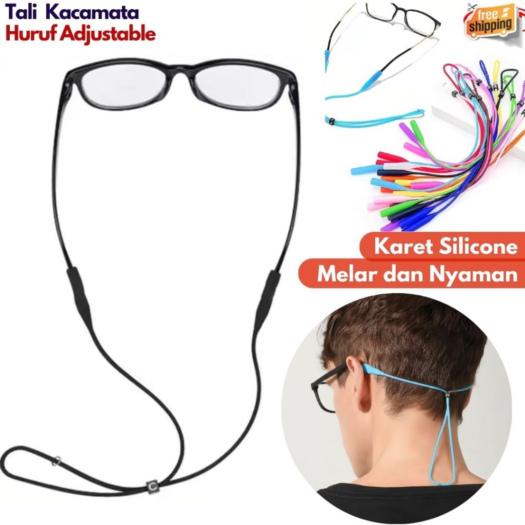 Tali Kacamata Pria Sport Karet Silikon Strap Karet Olahraga Wanita Kalung Kacamata Elastis