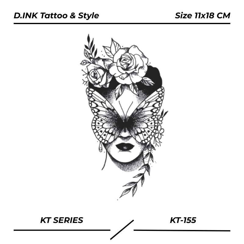 PREMIUM KT-155 Tatto semi permanen motif wanita bunga kupu-kupu aesthetic keren fruit ink minimalis 
