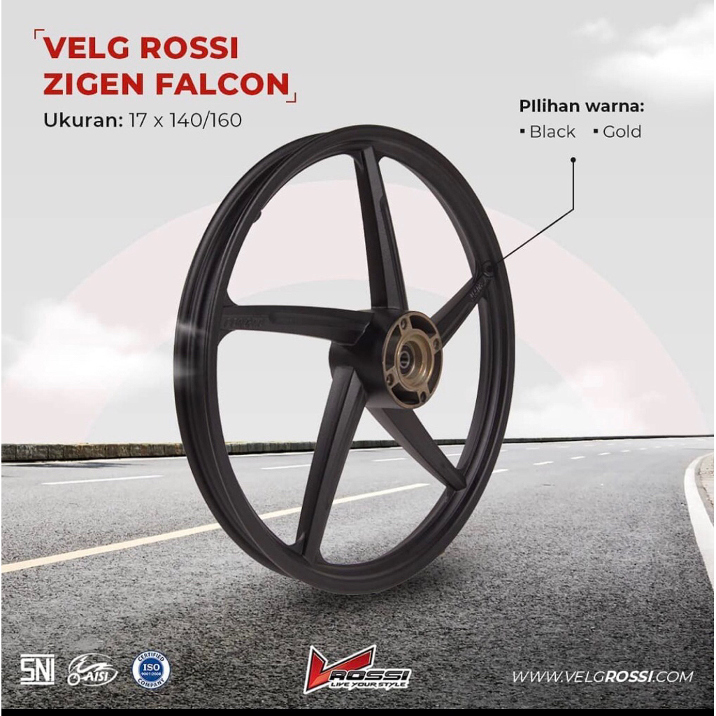 Velg Racing VRossi zigen Falcon untuk Honda Bebek,Supra x ,Supra 125 dd,Revo abs, Supra fit, Grand, 