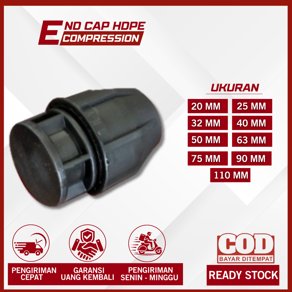 End Cap Compression HDPE 2 Inch/63mm - Fitting Hdpe Compression 63mm/2Inch